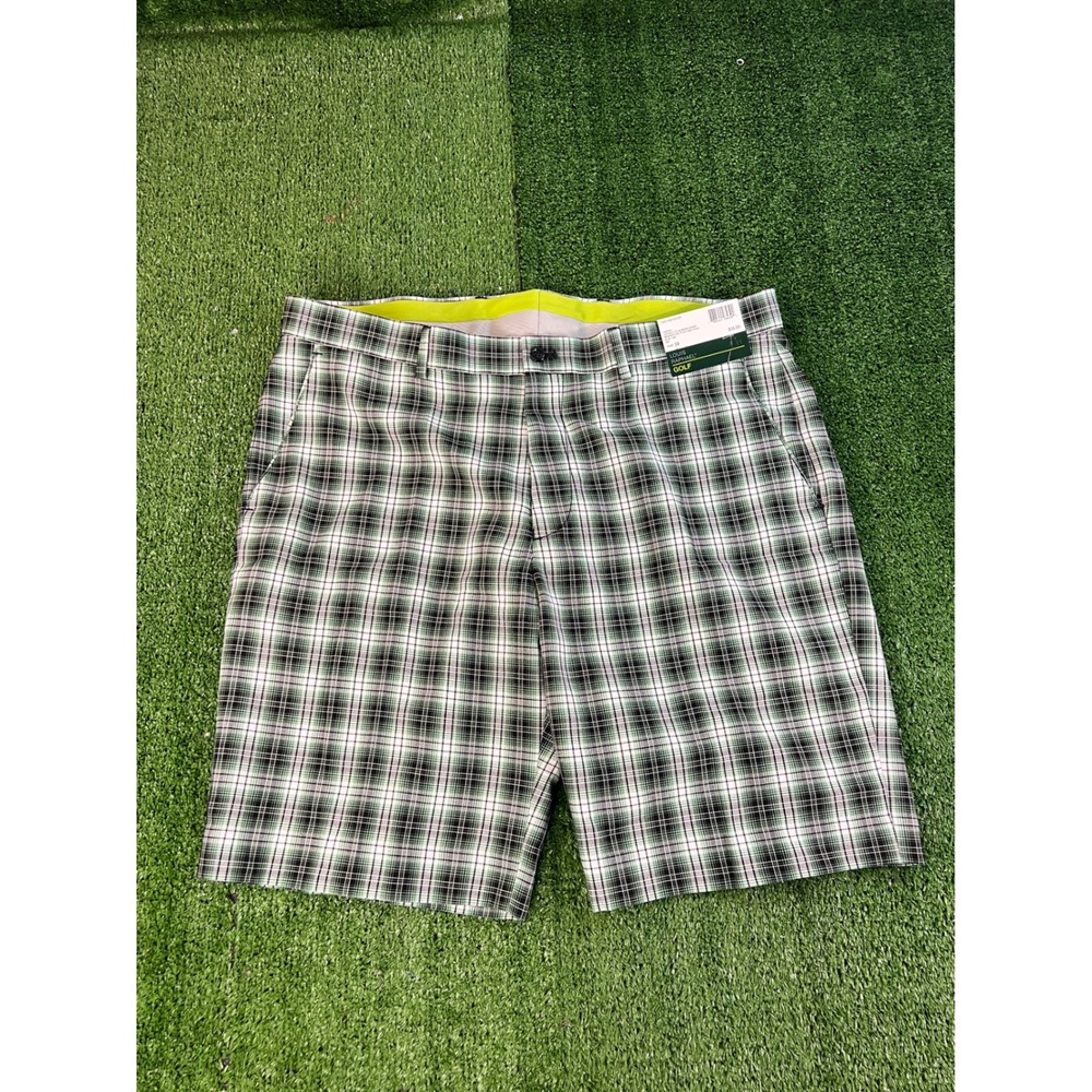 NWT Louis Raphael Golf Shorts Mens 38 Green Black Bradenton Plaid Flat Front